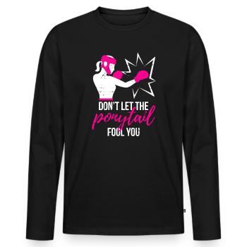 Punchy Ponytail Power - Men's Premium Organic Long Sleeve Shirt - black - Front - Nico (187cm)