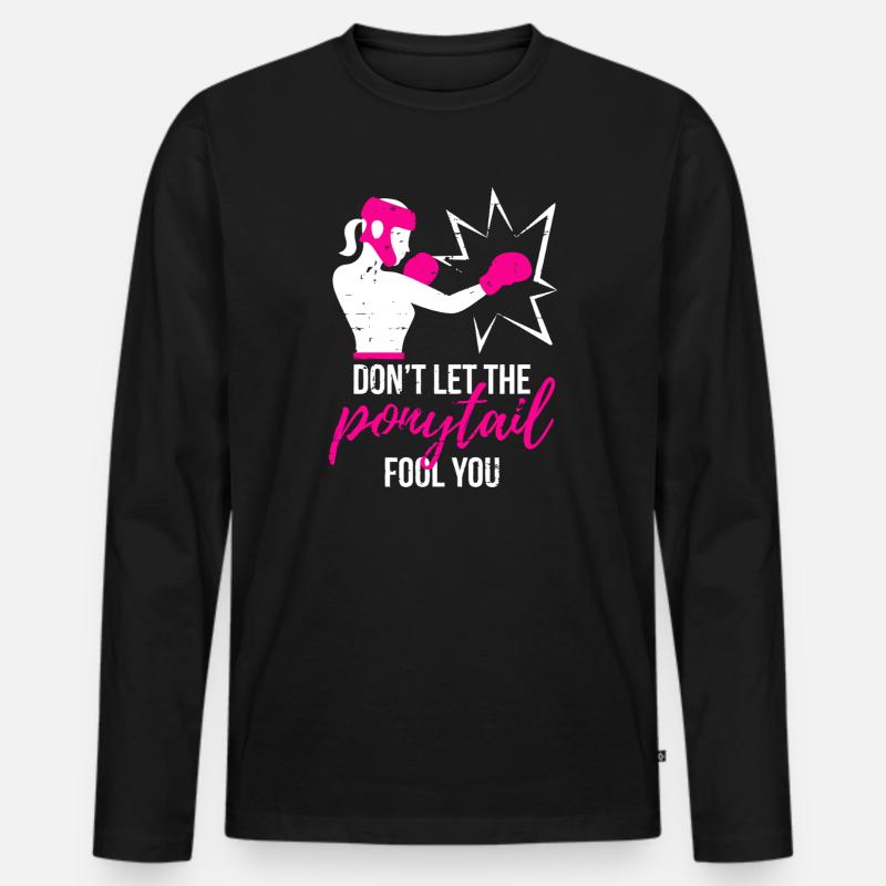 Puissance de queue de cheval percutante - T-shirt manches longues Premium bio Homme - noir