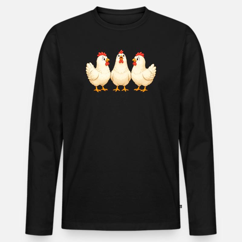Hühner - Männer Premium Bio Langarmshirt - Schwarz