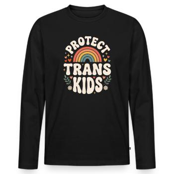 LGBTQ-Pride-Monat – Schütze trans Kinder - Männer Premium Bio Langarmshirt - Schwarz - Vorne - Nico (187cm)