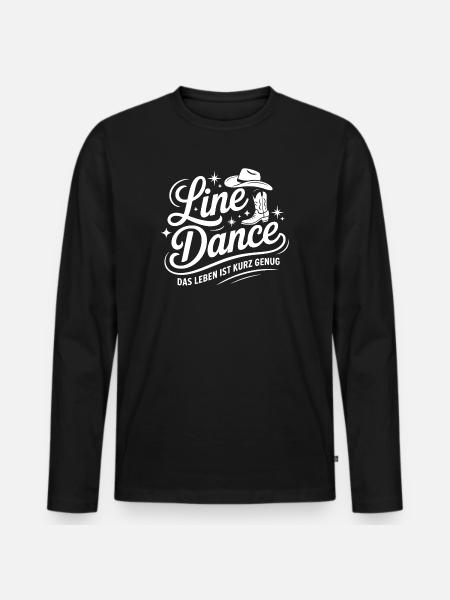 Line Dance Lebenslust Western - Männer Premium Bio Langarmshirt - Schwarz