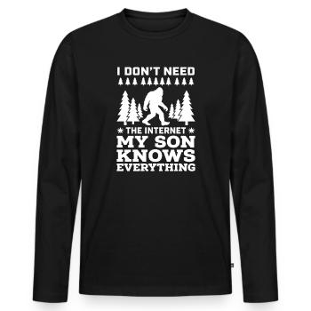 I Don't Need The Internet My Son knows Everything - Men's Premium Organic Long Sleeve Shirt - black - Front - Nico (187cm)