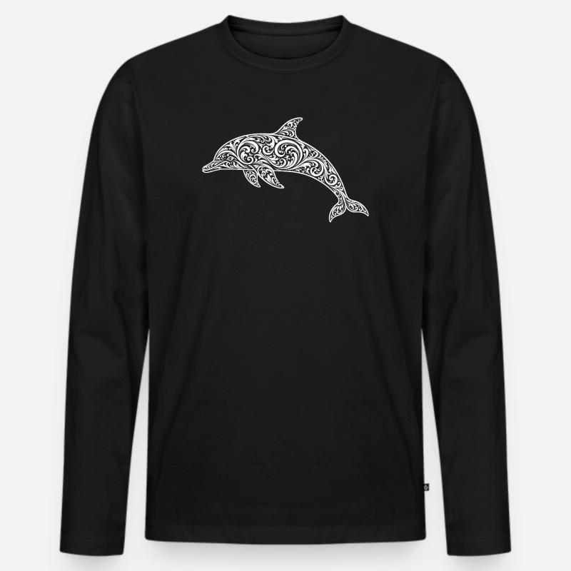 Delfin - Männer Premium Bio Langarmshirt - Schwarz