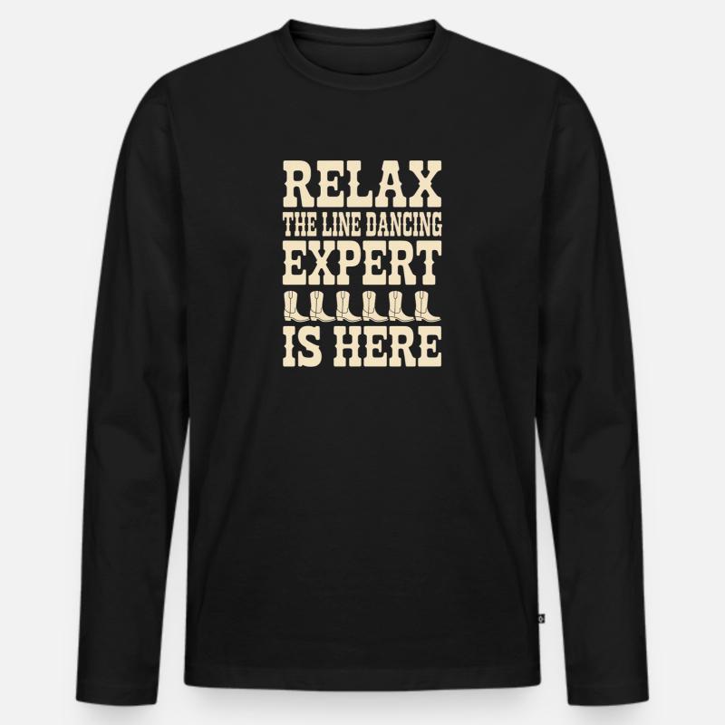 Line Dancing Line Dance Geschenk - Männer Premium Bio Langarmshirt - Schwarz