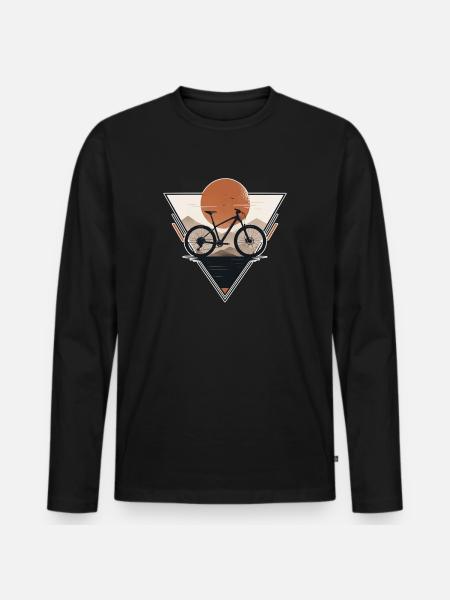 Sunset with bicycle in triangle print - Men's Premium Organic Long Sleeve Shirt - black