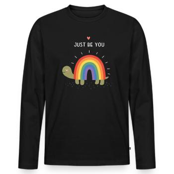 Mois de la fierté LGBTQ - Sois juste toi-même - T-shirt manches longues Premium bio Homme - noir - Devant - Nico (187cm)