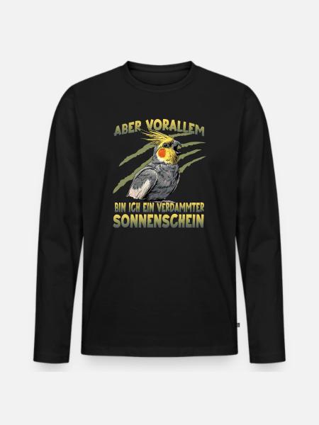 Nymphensittich Cockatiel exotischer Papagei - Männer Premium Bio Langarmshirt - Schwarz