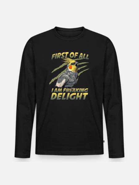 Perroquet oiseau calopsitte Nymphicus hollandicus - T-shirt manches longues Premium bio Homme - noir