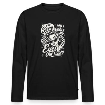 Eye Roll Pinup Humor - Men's Premium Organic Long Sleeve Shirt - black - Front - Nico (187cm)