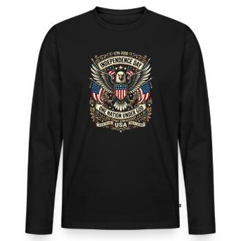 Aigle de la fête de l’Indépendance avec drapeaux - T-shirt manches longues Premium bio Homme - noir - Devant - Nico (187cm)
