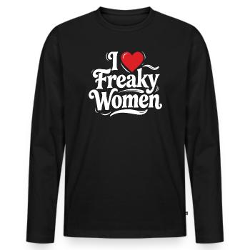 J’ai le cœur des femmes freaky (Tee des femmes un peu déjantées) - T-shirt manches longues Premium bio Homme - noir - Devant - Nico (187cm)