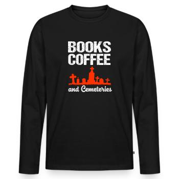 Funeral Coffee - Men's Premium Organic Long Sleeve Shirt - black - Front - Nico (187cm)