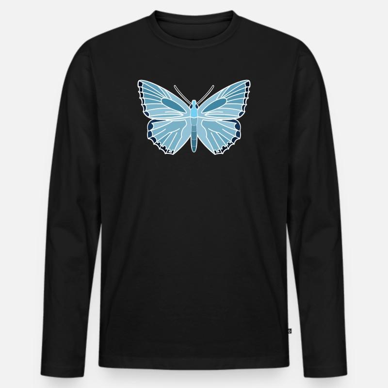 Silbergrüner Bläuling - Männer Premium Bio Langarmshirt - Schwarz