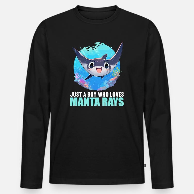 Rochen Mantarochen - Männer Premium Bio Langarmshirt - Schwarz