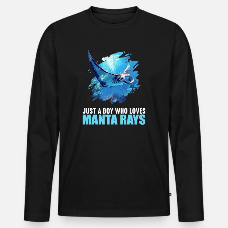 Rochen Mantarochen - Männer Premium Bio Langarmshirt - Schwarz