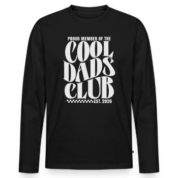 Club des papas cool - Cadeau pour futurs papas 2026 - T-shirt manches longues Premium bio Homme - noir - Devant - Nico (187cm)