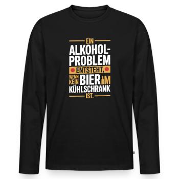 Bier Spruch Alkohol Problem Männerabend JGA Herren - Männer Premium Bio Langarmshirt - Schwarz - Vorne - Nico (187cm)
