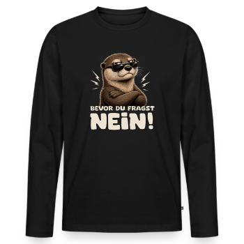 Otter mit Sonnenbrille – Nein! - Männer Premium Bio Langarmshirt - Schwarz - Vorne - Nico (187cm)
