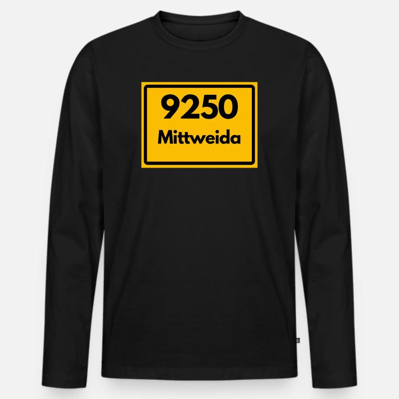 ALTE POSTLEITZAHL 9250 SACHSEN MITTWEIDA PLZ  - Männer Premium Bio Langarmshirt - Schwarz