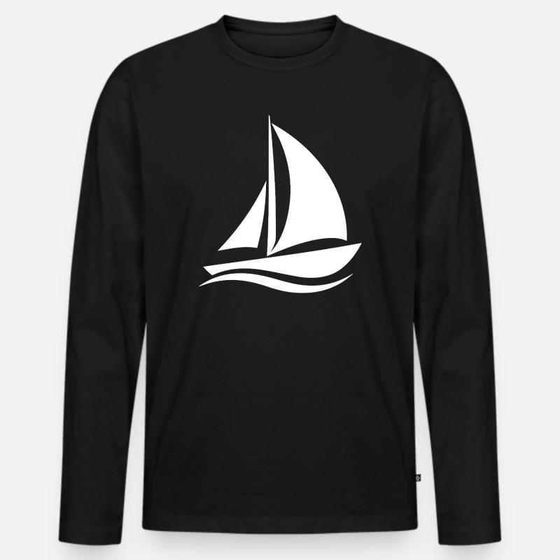 Segelboot - Männer Premium Bio Langarmshirt - Schwarz