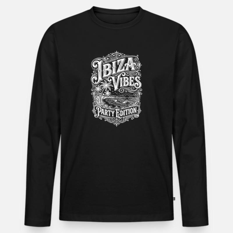 Ibiza Vibes - Männer Premium Bio Langarmshirt - Schwarz