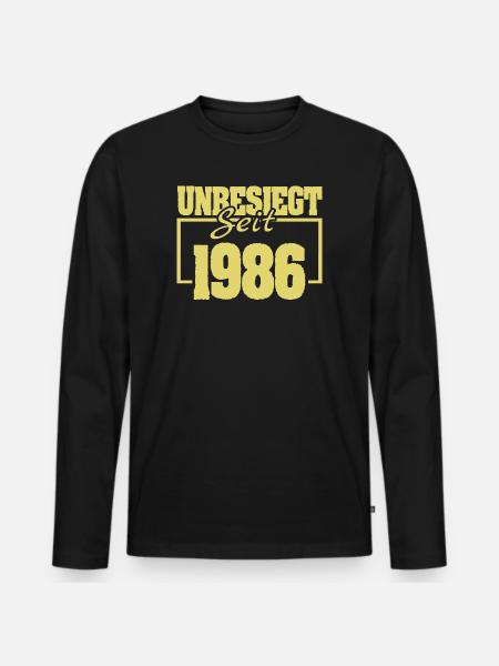 Unbesiegt 1986 - Männer Premium Bio Langarmshirt - Schwarz
