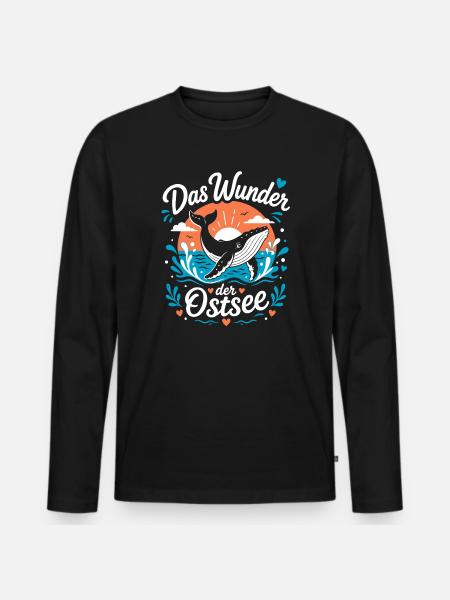 Wunder der Ostsee – Wal & Sonne - Männer Premium Bio Langarmshirt - Schwarz