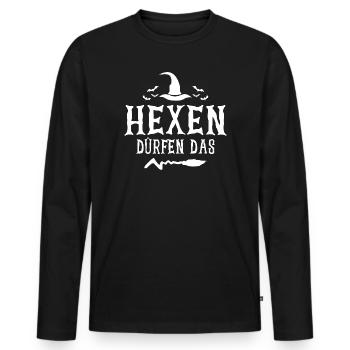 Hexen Dürfen Das Halloween  - Männer Premium Bio Langarmshirt - Schwarz - Vorne - Nico (187cm)