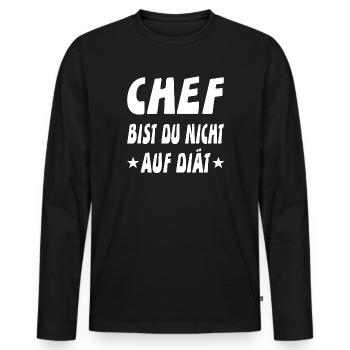 Chef - Männer Premium Bio Langarmshirt - Schwarz - Vorne - Nico (187cm)