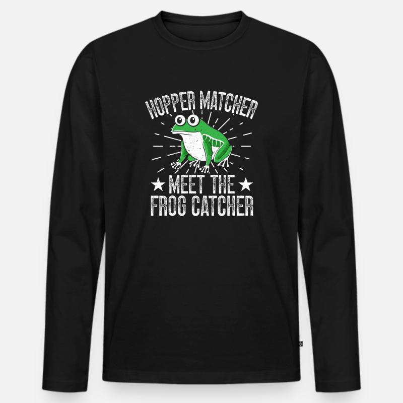 Frog Catcher Hopper Matcher Frog - Männer Premium Bio Langarmshirt - Schwarz
