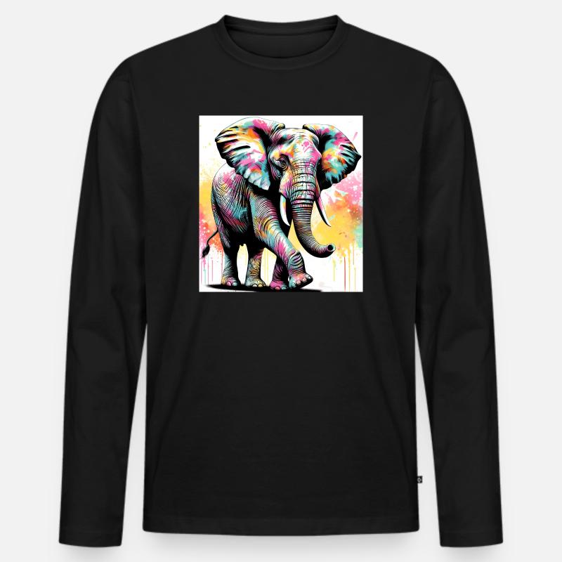 Elefant - Männer Premium Bio Langarmshirt - Schwarz