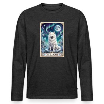 Les Samoyèdes sous les aurores boréales - T-shirt manches longues Premium bio Homme - anthracite chiné - Devant - Nico (187cm)