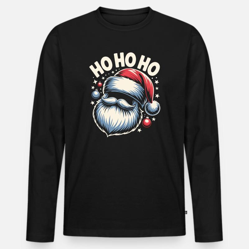 Ho Ho Ho Santa - Männer Premium Bio Langarmshirt - Schwarz