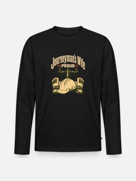 Proud Journeyman's Wife Lineman Spouse Design - Men's Premium Organic Long Sleeve Shirt - black