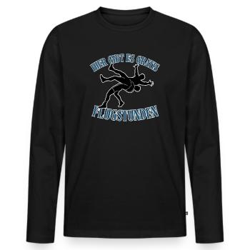 Kostenlose Flugstunden – Kampf-Silhouette - Männer Premium Bio Langarmshirt - Schwarz - Vorne - Nico (187cm)