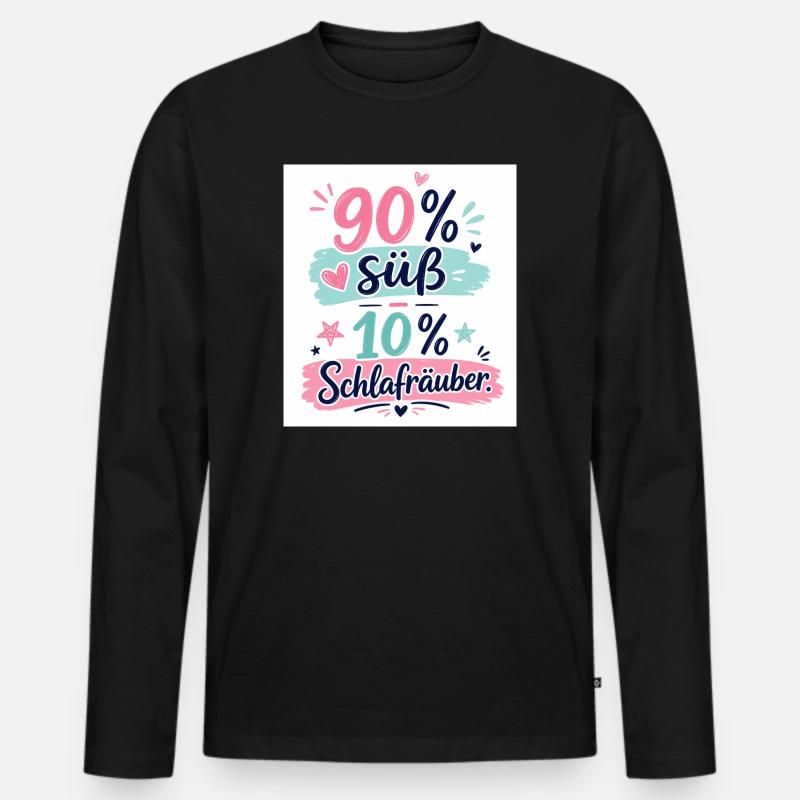 90% süß 10% Schlafräuber - Männer Premium Bio Langarmshirt - Schwarz