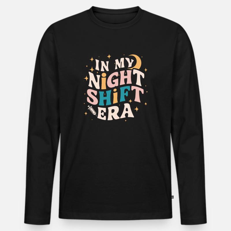 In meiner Nachtschicht-Ära - Männer Premium Bio Langarmshirt - Schwarz