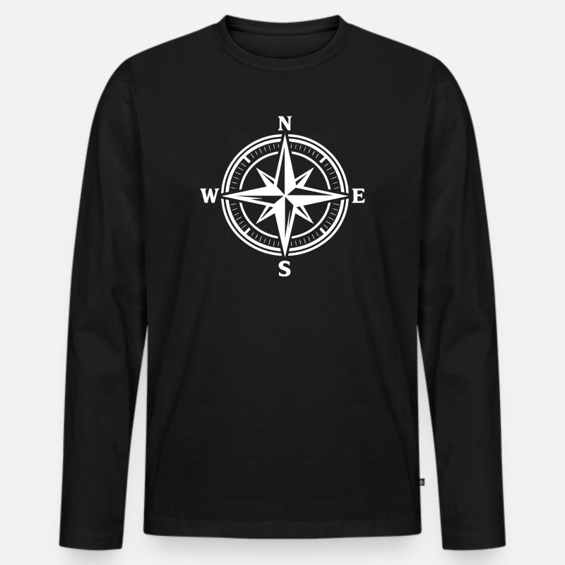Kompass - Männer Premium Bio Langarmshirt - Schwarz