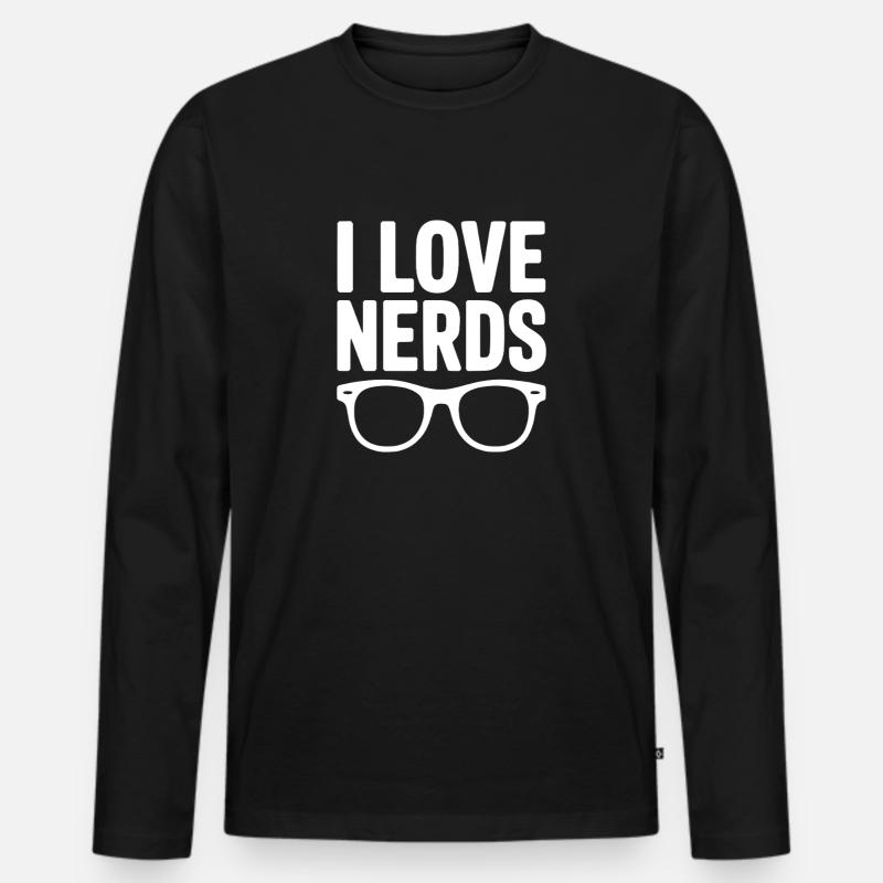 Ich liebe Nerds - Männer Premium Bio Langarmshirt - Schwarz