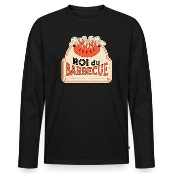 Roi du Barbecue Vintage - T-shirt manches longues Premium bio Homme - noir - Devant - Nico (187cm)