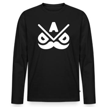 Emblème géométrique de moustache - T-shirt manches longues Premium bio Homme - noir - Devant - Nico (187cm)