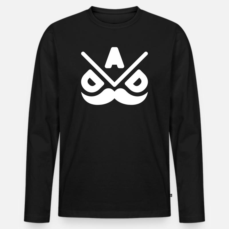Geometrisches Schnurrbart-Emblem - Männer Premium Bio Langarmshirt - Schwarz