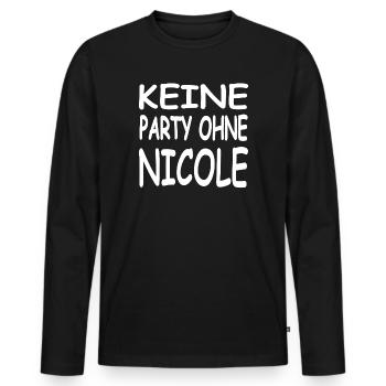 Nicole - Männer Premium Bio Langarmshirt - Schwarz - Vorne - Nico (187cm)