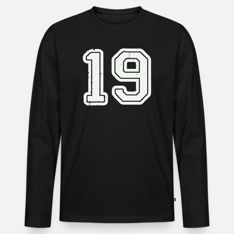 19 - Männer Premium Bio Langarmshirt - Schwarz