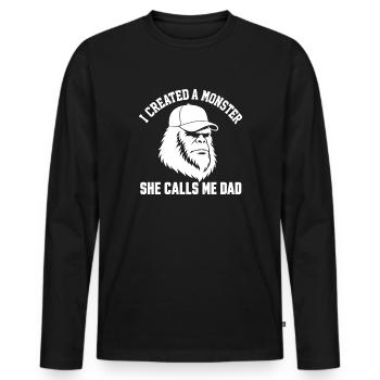 J’ai créé un monstre. Elle m’appelle papa. - T-shirt manches longues Premium bio Homme - noir - Devant - Nico (187cm)