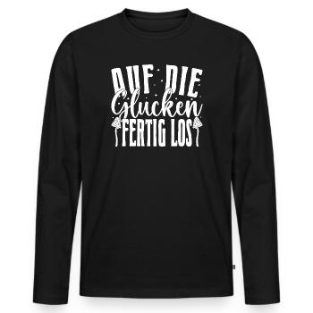 Champignons morelle sur les caquets, prêts à partir, chasseurs de champignons - T-shirt manches longues Premium bio Homme - noir - Devant - Nico (187cm)