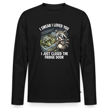 ADHS Waschbär Gemüsefach Kühlschrank Lustig - Männer Premium Bio Langarmshirt - Schwarz - Vorne - Nico (187cm)