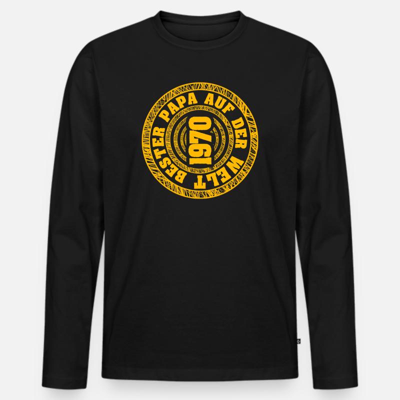 1970 - Männer Premium Bio Langarmshirt - Schwarz