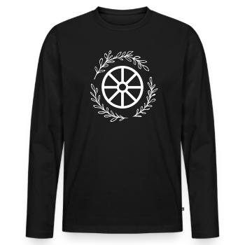 Roue du solstice d’été – Motif symbolique païen - T-shirt manches longues Premium bio Homme - noir - Devant - Nico (187cm)