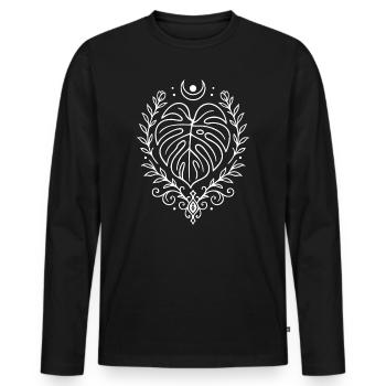 Monstera Leaf – Spiritual Nature Motif - Men's Premium Organic Long Sleeve Shirt - black - Front - Nico (187cm)